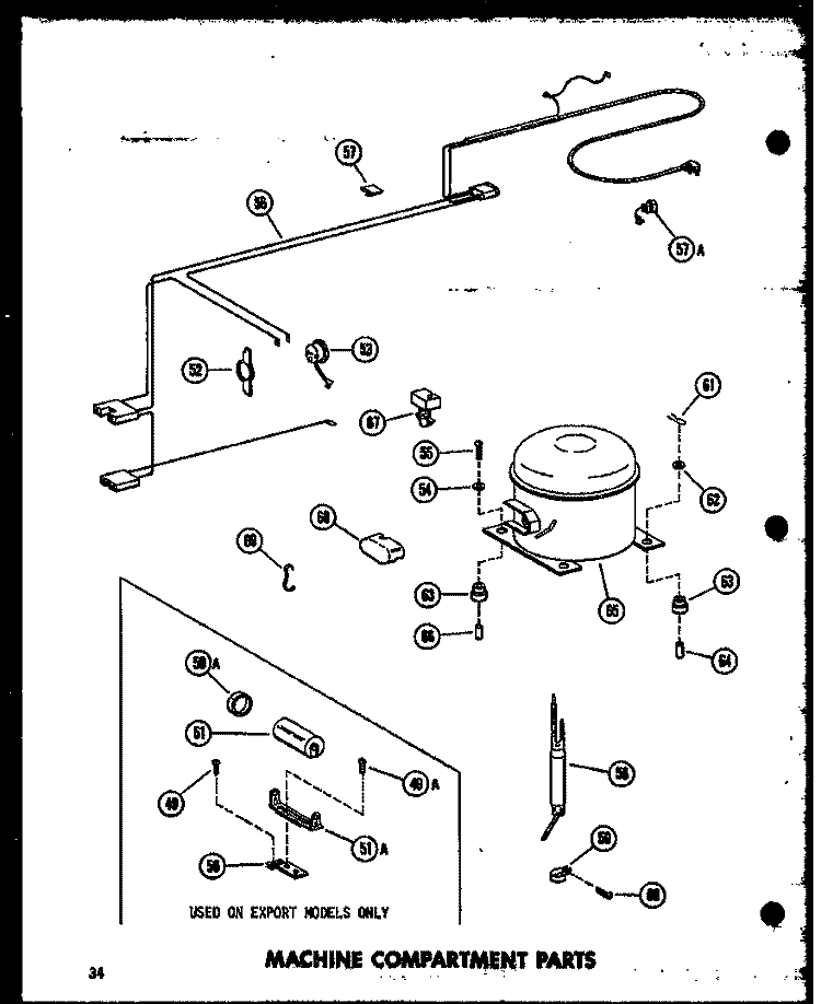 MACHINE COMPARTMENT PARTS Diagram and Parts List for EC15F P6024009W Amana Freezer