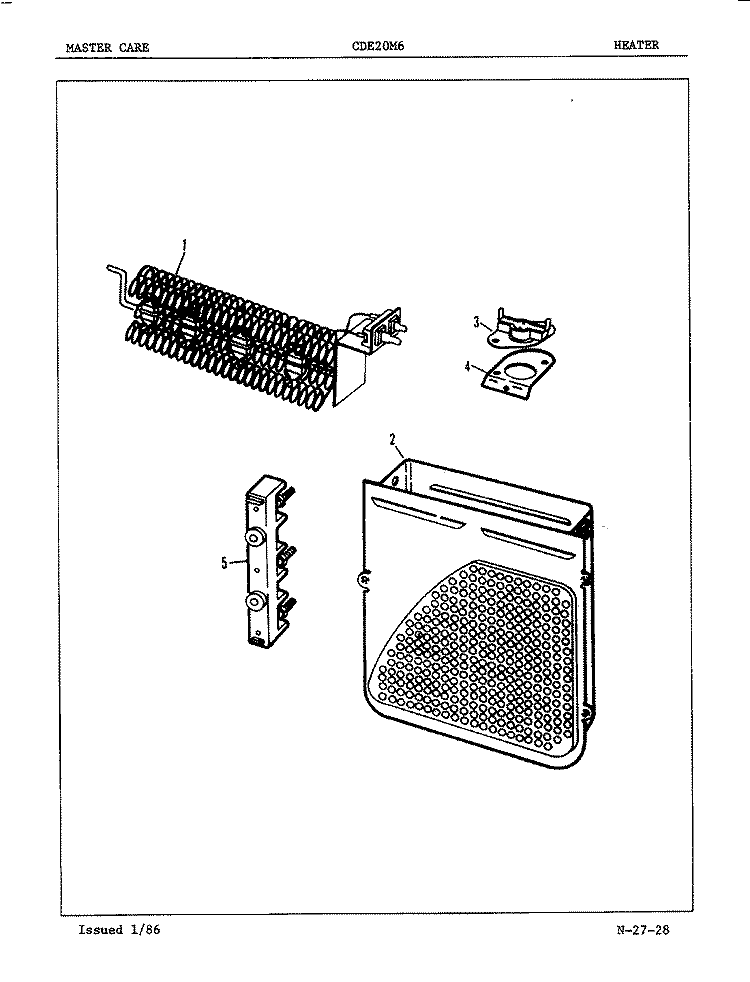 HEATER (ORIG. REV. A - D) Diagram and Parts List for CDE20M6A  Crosley Dryer