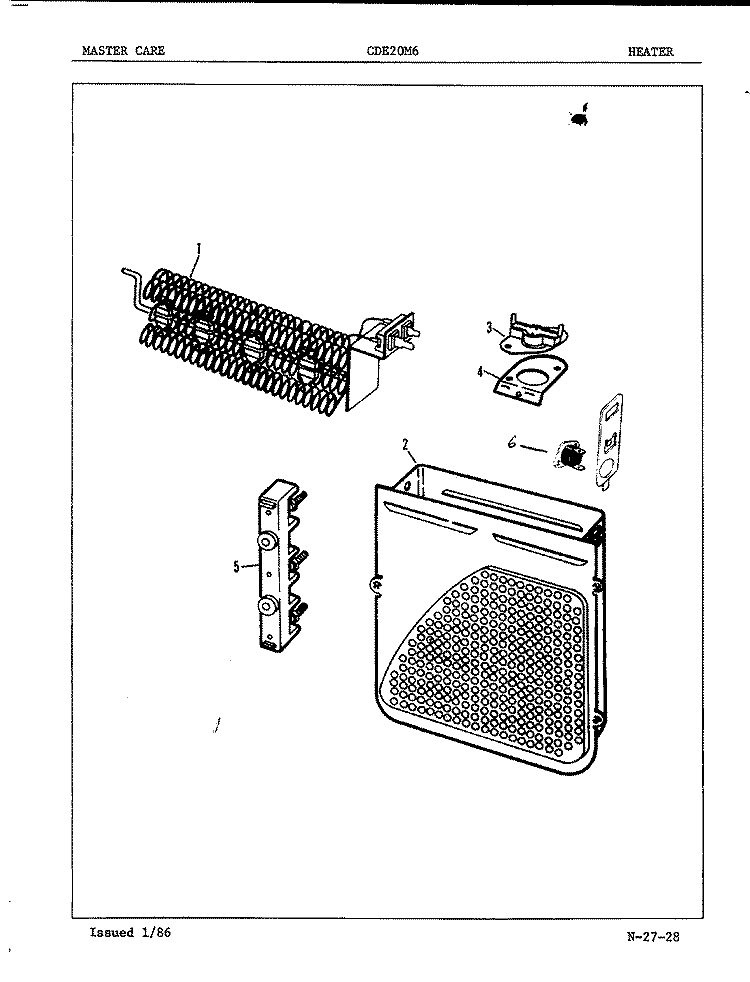 HEATER (REV. E - F) Diagram and Parts List for CDE20M6A  Crosley Dryer