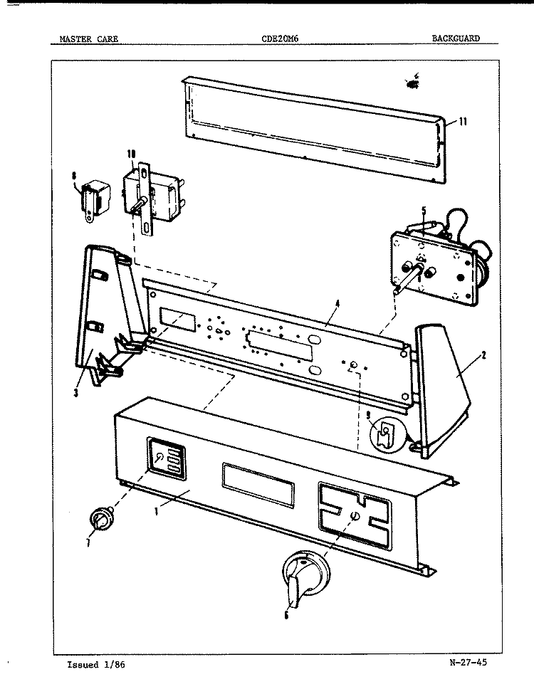 CONTROL PANEL (REV. E - F) Diagram and Parts List for CDE20M6A  Crosley Dryer