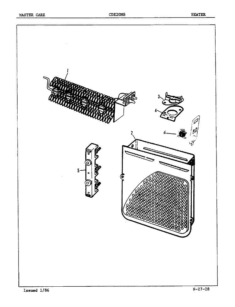 HEATER (ORIG. REV. A - D) Diagram and Parts List for CDE20M8A  Crosley Dryer