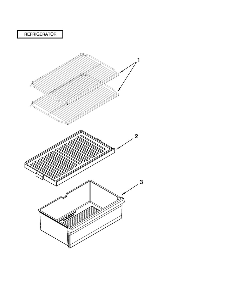 Shelf Parts Diagram and Parts List for A8TCNWFAW00  Amana Refrigerator
