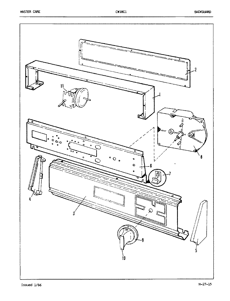 CONTROL PANEL (ORIG. REV. A - B) Diagram and Parts List for CW18C1  Crosley Washer