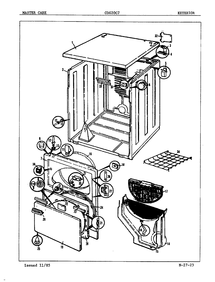 CYLINDER & DRIVE (ORIG. - REV. A - C) Diagram and Parts List for CDE20C7H  Crosley Dryer