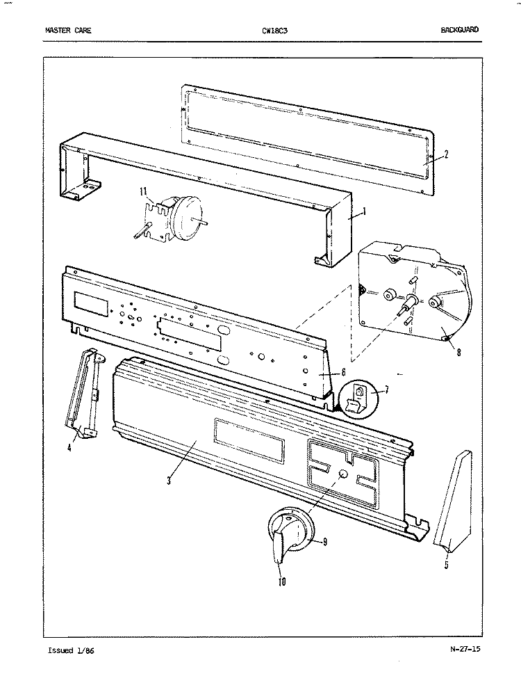 CONTROL PANEL (ORIG. REV. A - B) Diagram and Parts List for CW18C3W  Crosley Washer