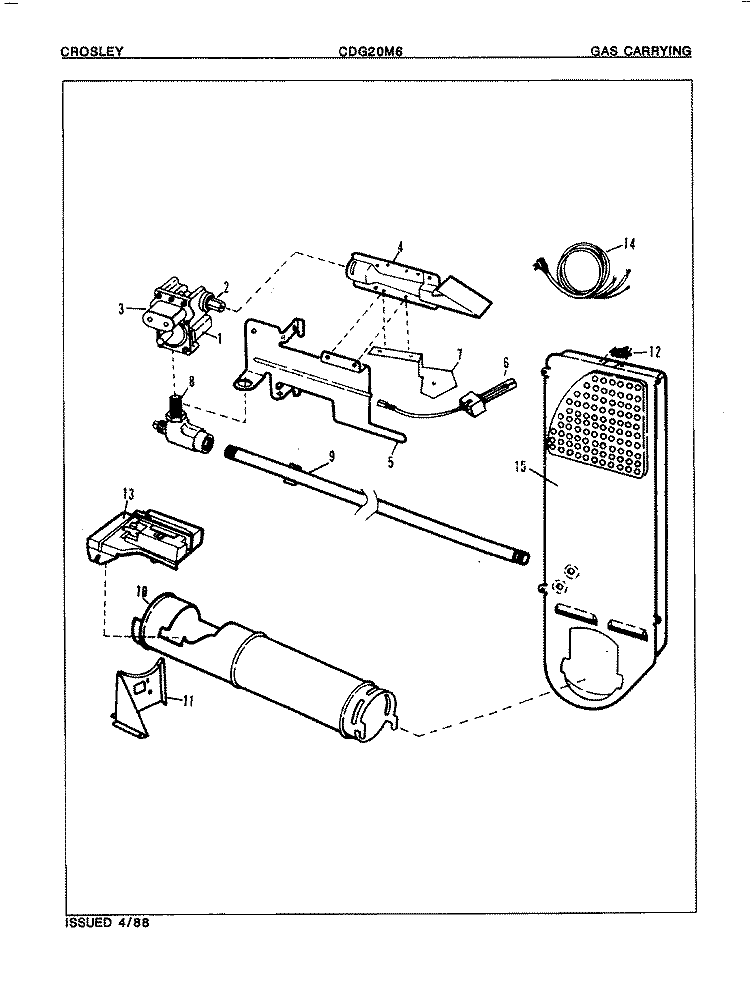 GAS CARRYING (ORIG. REV. A) Diagram and Parts List for CDG20M6H  Crosley Dryer