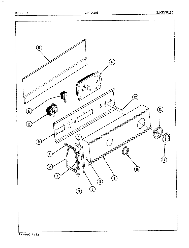 CONTROL PANEL (ORIG. REV. A) Diagram and Parts List for CDG20M6H  Crosley Dryer