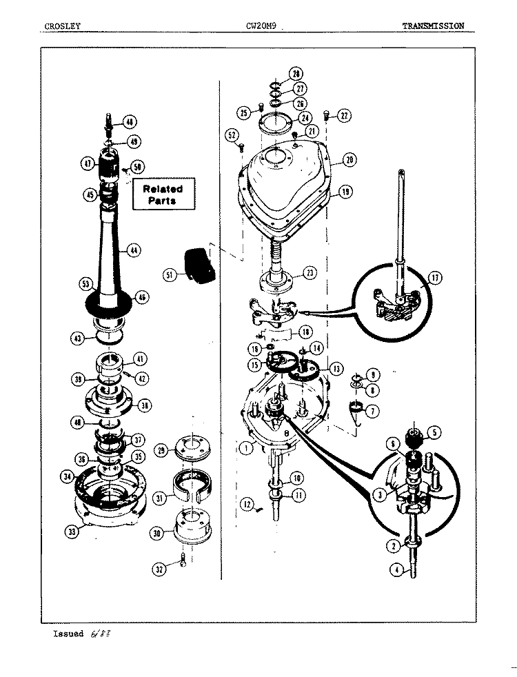 TRANSMISSION (ORIG. REV. A) Diagram and Parts List for CW20M9N  Crosley Washer