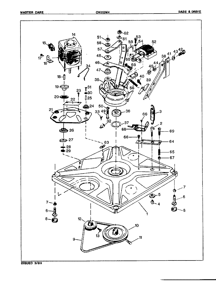 BASE & DRIVE (ORIG. REV. A) Diagram and Parts List for CW20M4A  Crosley Washer