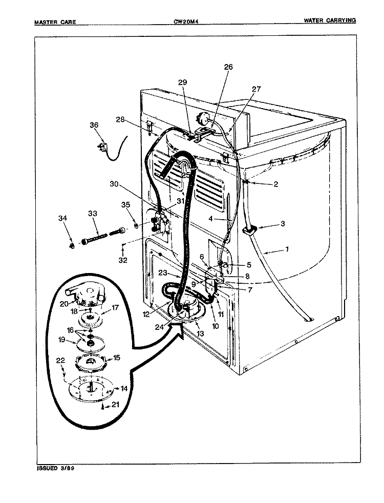 WATER CARRYING (ORIG. REV. A) Diagram and Parts List for CW20M4A  Crosley Washer
