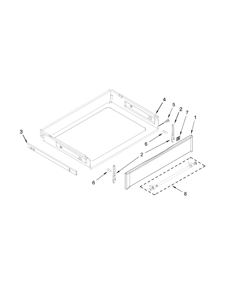 Drawer Parts Diagram and Parts List for MGR8700DB1  Maytag Range