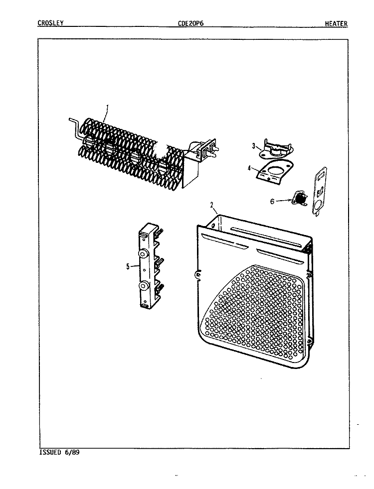 HEATER (ORIG. REV. A - D) Diagram and Parts List for CDE20P6A  Crosley Dryer