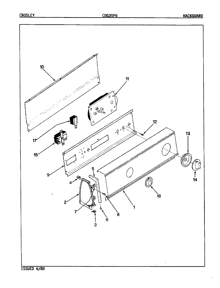 CONTROL PANEL (ORIG. REV. A - D) Diagram and Parts List for CDG20P6A  Crosley Dryer