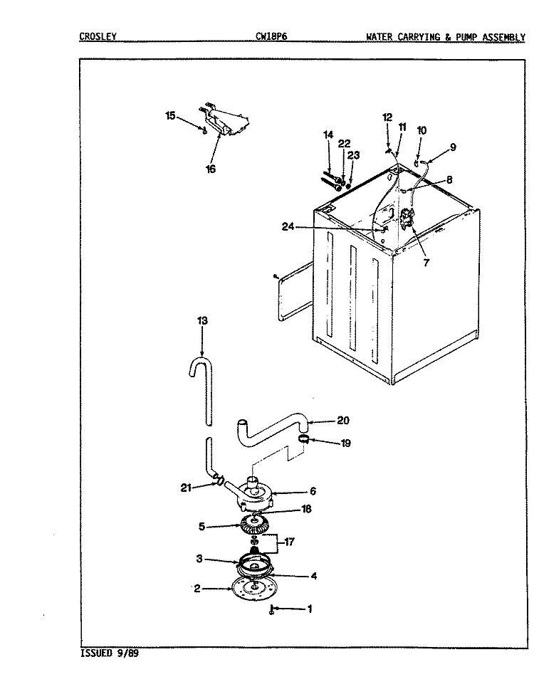WATER CARRYING (REV. E - G) Diagram and Parts List for CW18P6H  Crosley Washer