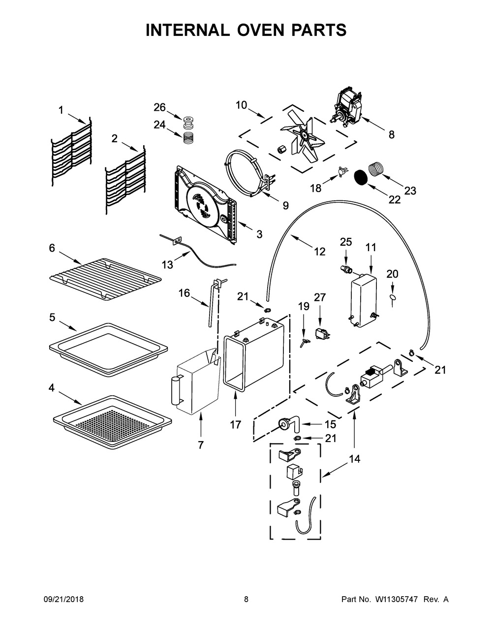 Internal Oven Parts Diagram and Parts List for JBS7524BS1  Maytag Wall Oven
