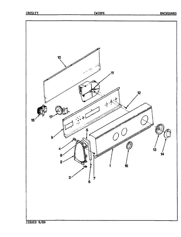 CONTROL PANEL (REV. E - G) Diagram and Parts List for CW18P6H  Crosley Washer