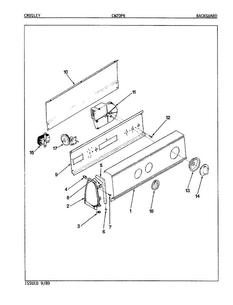 CONTROL PANEL (ORIG. REV. A - D) Diagram and Parts List for CW20P6A  Crosley Washer