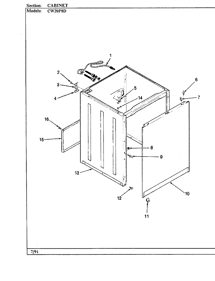 CABINET (CW20P8D) Diagram and Parts List for CW20P8D  Crosley Washer