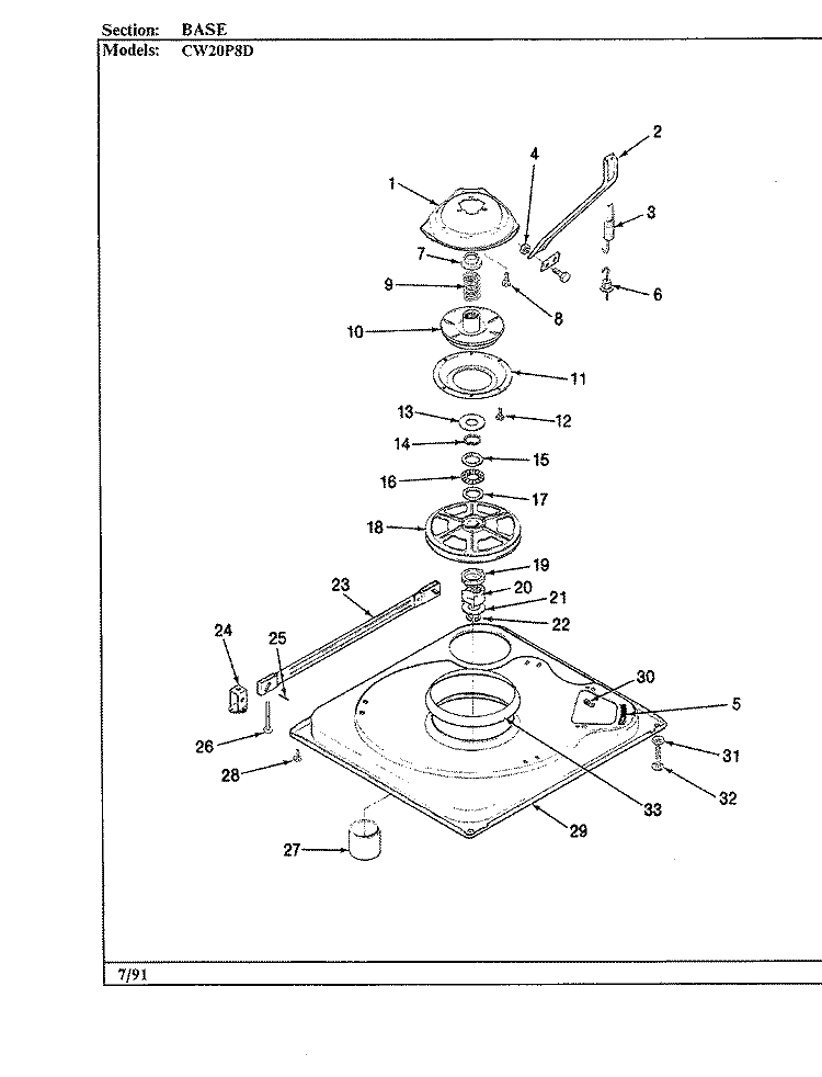 BASE (CW20P8D) Diagram and Parts List for CW20P8D  Crosley Washer