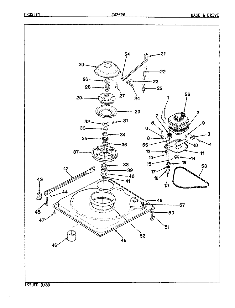 BASE & DRIVE (ORIG. REV A - D) Diagram and Parts List for CW25P6A  Amana Washer