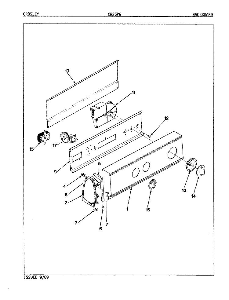 CONTORL PANEL (ORIG. REV. A - D) Diagram and Parts List for CW25P6A  Amana Washer