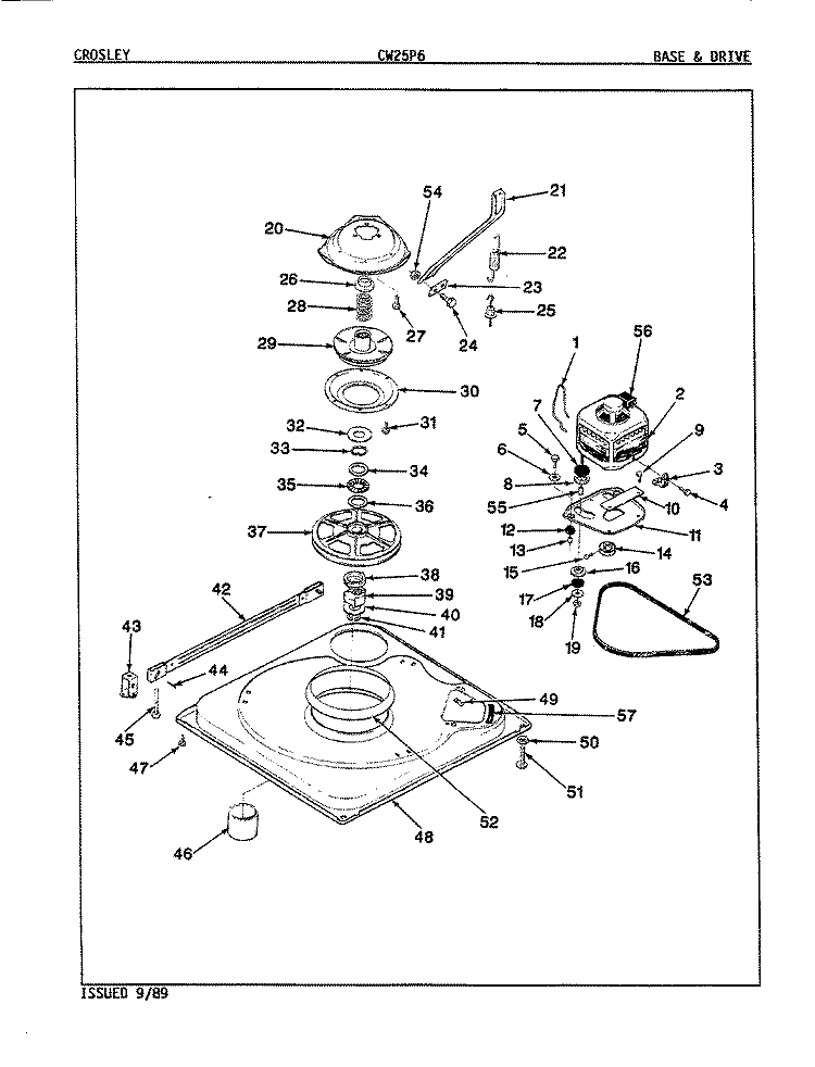 BASE & DRIVE (REV. E) Diagram and Parts List for CW25P6A  Amana Washer