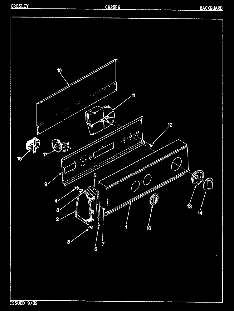 BACKGUARD (REV. E) Diagram and Parts List for CW25P6A  Amana Washer