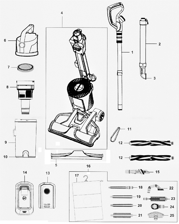 Diagram Diagram and Parts List for BH50170  Hoover Upright Vacuum