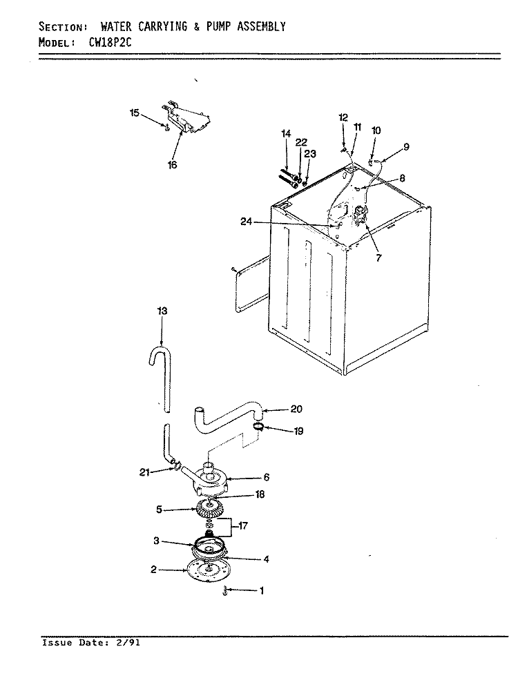 WATER CARRYING Diagram and Parts List for CW18P2WC  Crosley Washer