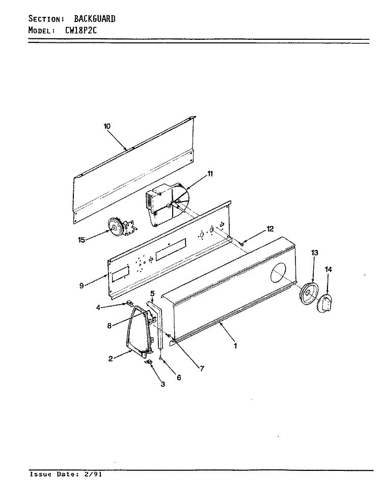 CONTROL PANEL Diagram and Parts List for CW18P2WC  Crosley Washer