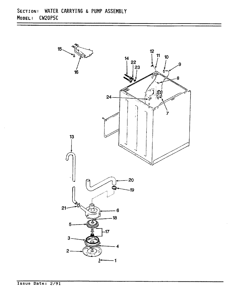 WATER CARRYING Diagram and Parts List for CW20P5AC  Crosley Washer