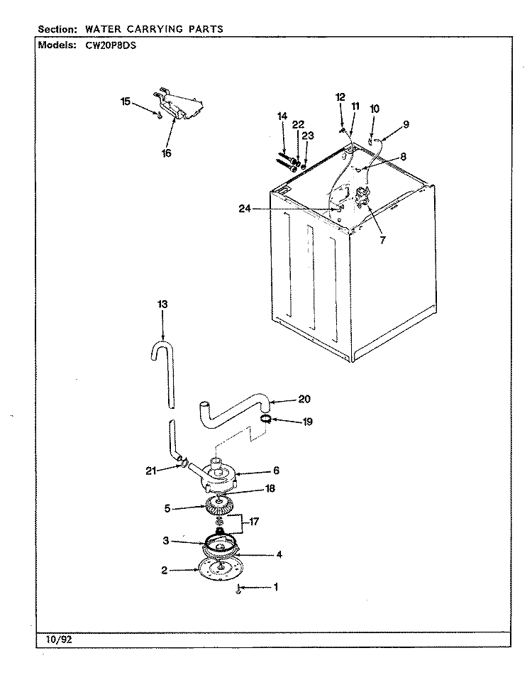 WATER CARRYING (CW20P8DS) (REV. A - D) Diagram and Parts List for CW20P8DS  Crosley Washer