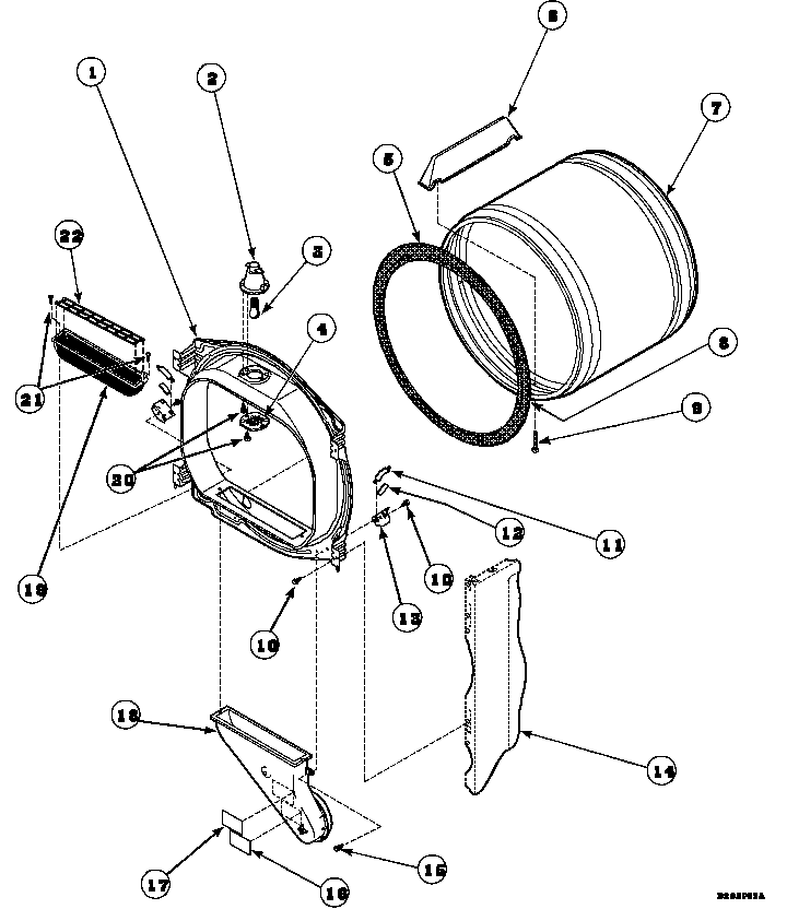 Section 1 Diagram and Parts List for LE8517W2B-PLE8517W2B  Amana Dryer