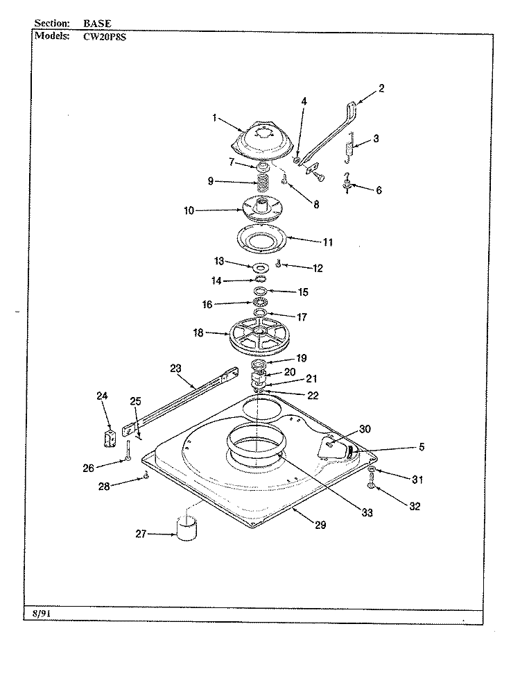 BASE (CW20P8xS) (ORIGINAL) Diagram and Parts List for CW20P8AS  Crosley Washer