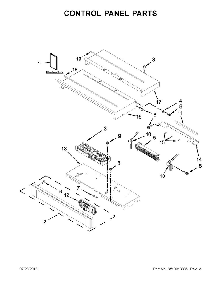 Control Panel Parts Diagram and Parts List for MEW9630FZ01  Maytag Wall Oven