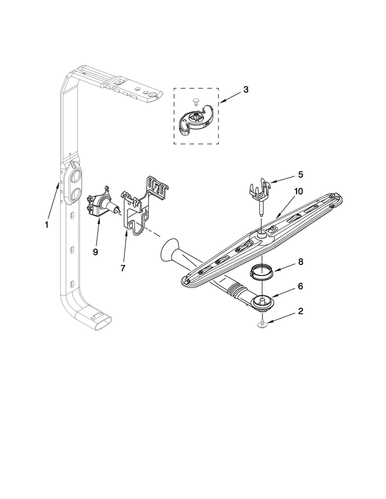 Upper Wash And Rinse Parts Diagram and Parts List for JDB3000AWB0  Jenn-Air Dishwasher
