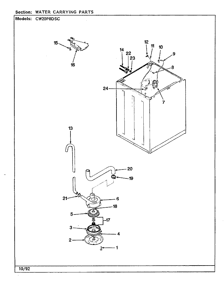 WATER CARRYING (CW20P8DSC) (REV. A - D) Diagram and Parts List for CW20P8DSC  Crosley Washer