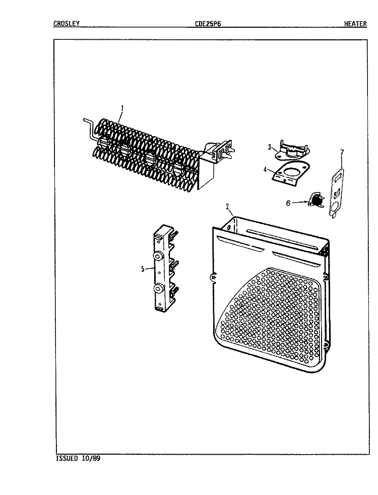 HEATER (ORIG. REV. A - C) Diagram and Parts List for CDE25P6W  Crosley Dryer