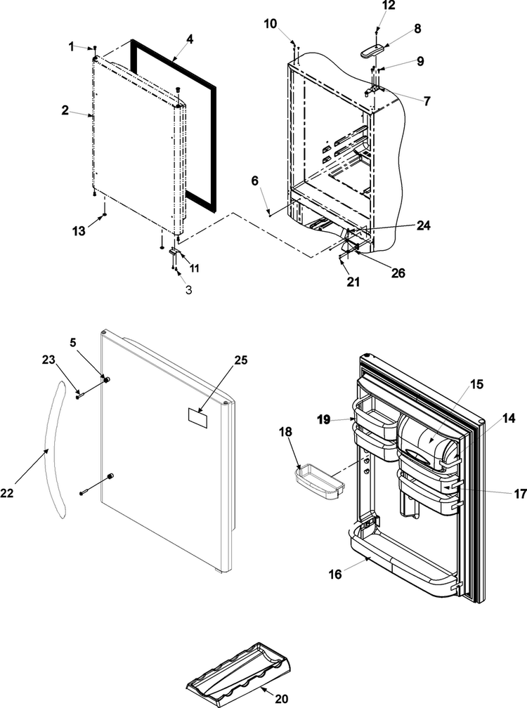 Refrigerator Door Diagram and Parts List for ABL1927FES0  Amana Refrigerator