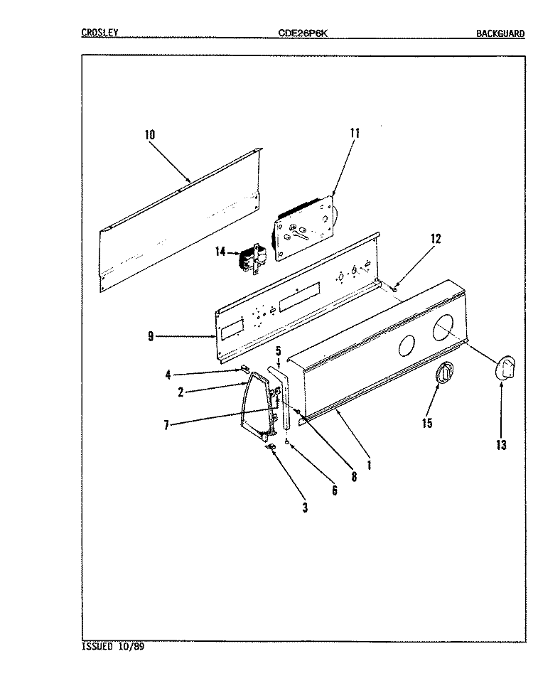CONTROL PANEL (ORIG. REV. A - C) Diagram and Parts List for CDE26P6WK  Crosley Dryer