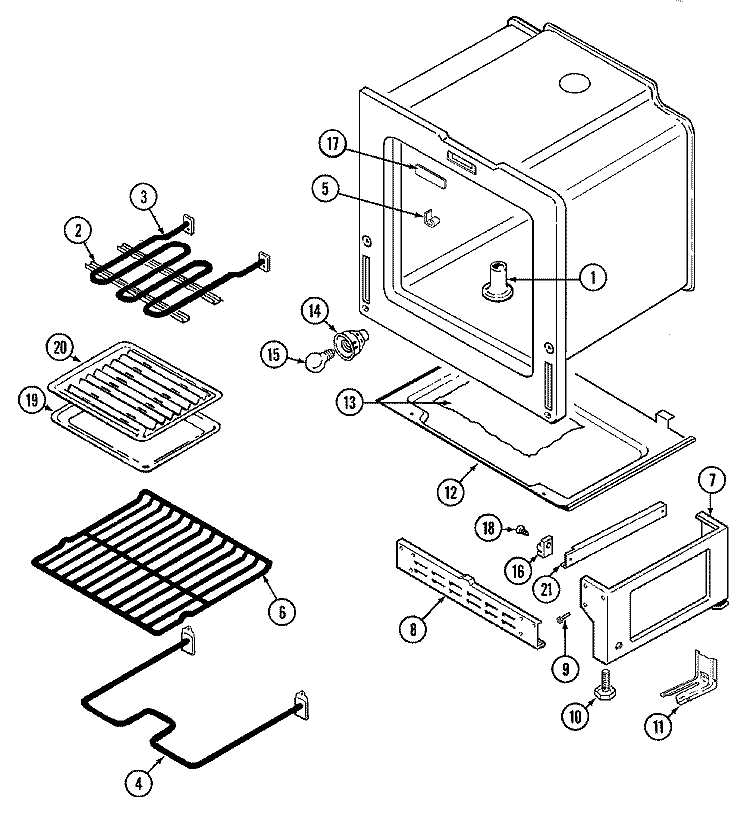 OVEN / BASE Diagram and Parts List for CE3531WUA  Crosley Range