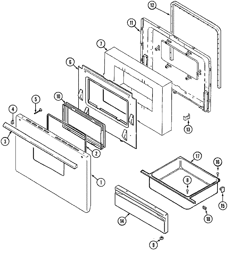 DOOR / DRAWER Diagram and Parts List for GN3531WUA  Norge Range