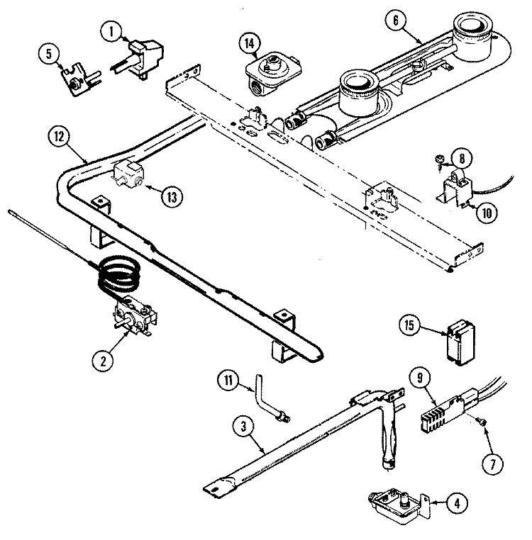 GAS CONTROLS Diagram and Parts List for CG3131XUW  Crosley Range