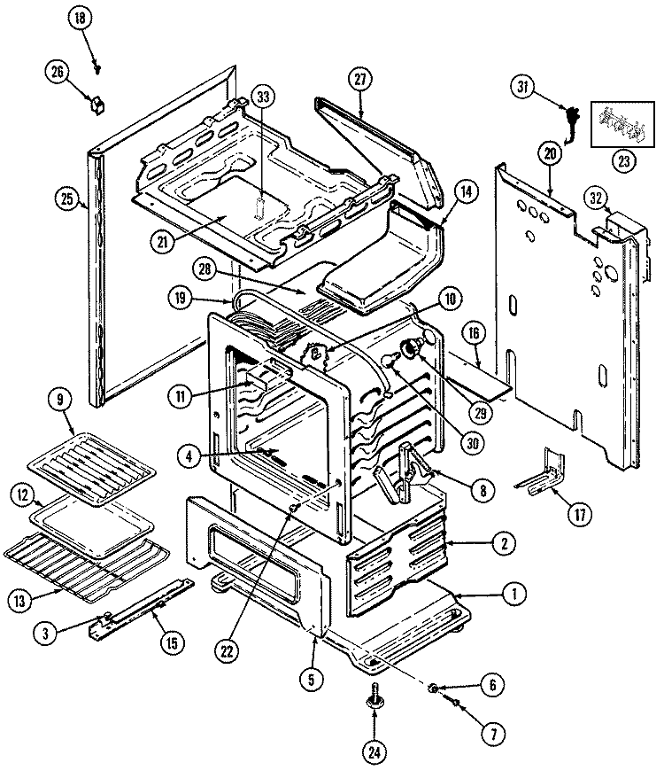 BODY Diagram and Parts List for H3277XUW  Hardwick Range