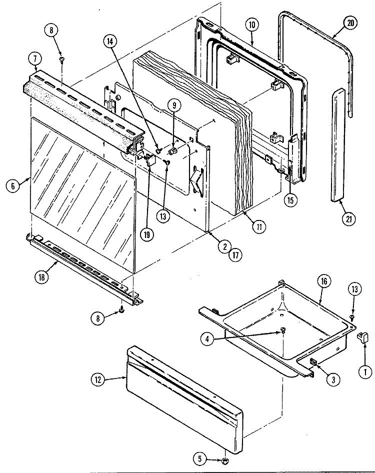 DOOR / DRAWER Diagram and Parts List for CC3520SRW  Crosley Range