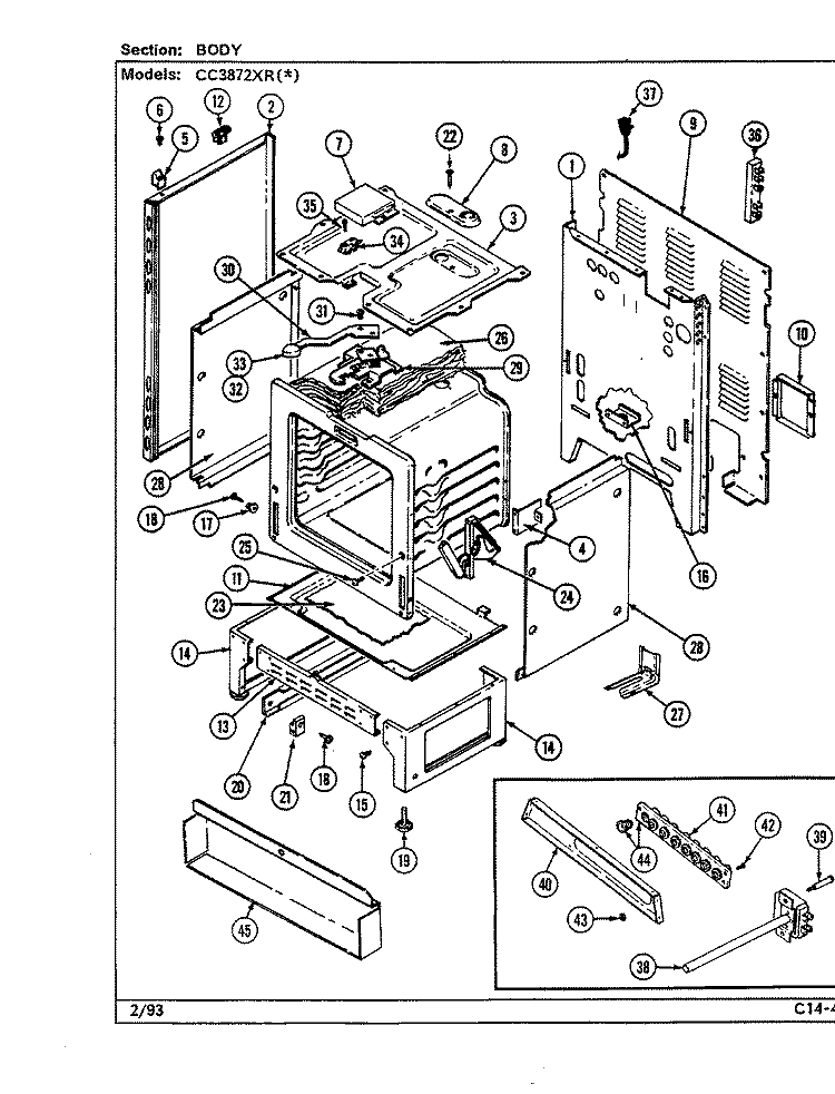 BODY Diagram and Parts List for CC3872XRW  Crosley Range