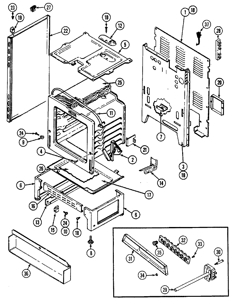 BODY Diagram and Parts List for CC3531WRV  Crosley Range