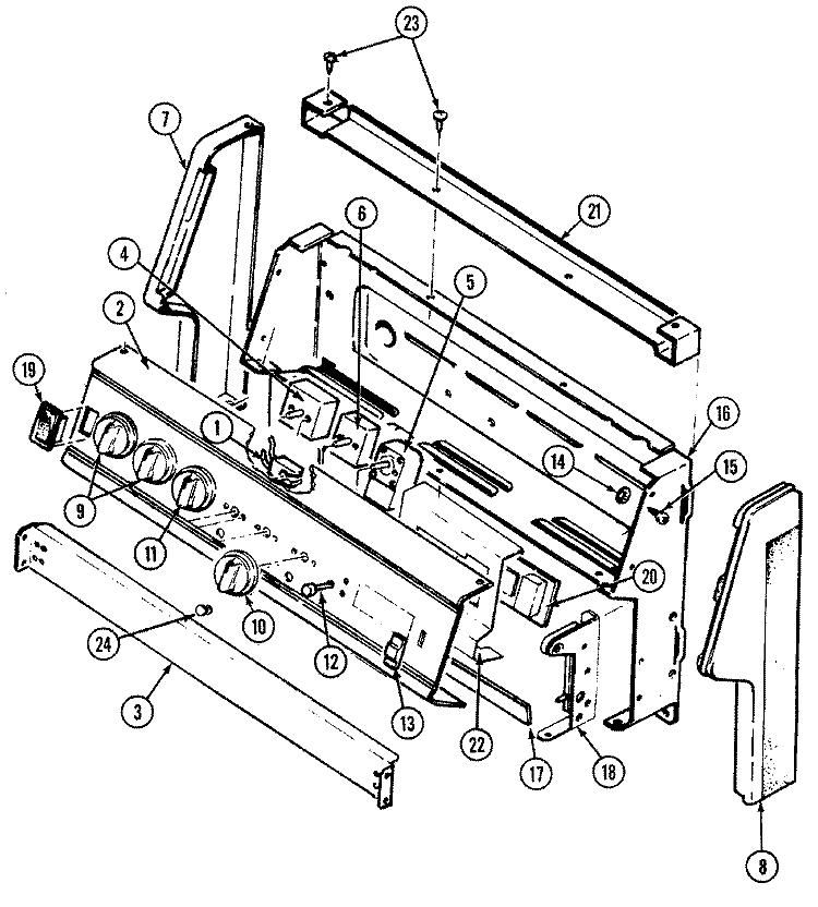 CONTROL PANEL Diagram and Parts List for CC3537XRW  Crosley Range