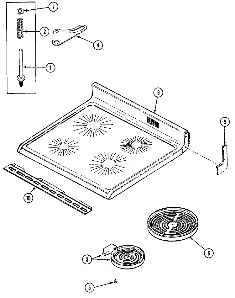 TOP ASSEMBLY Diagram and Parts List for CC3537XRW  Crosley Range