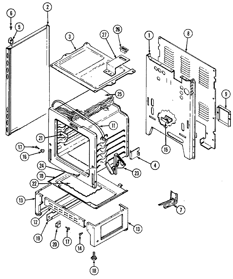 BODY Diagram and Parts List for CE3537XRW  Crosley Range